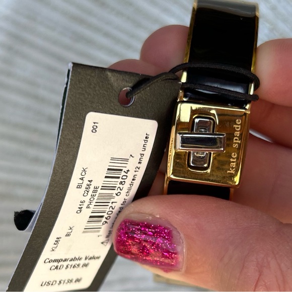 Kate Spade Gold and Black Modern Bangle Bracelet - Picture 2 of 4
